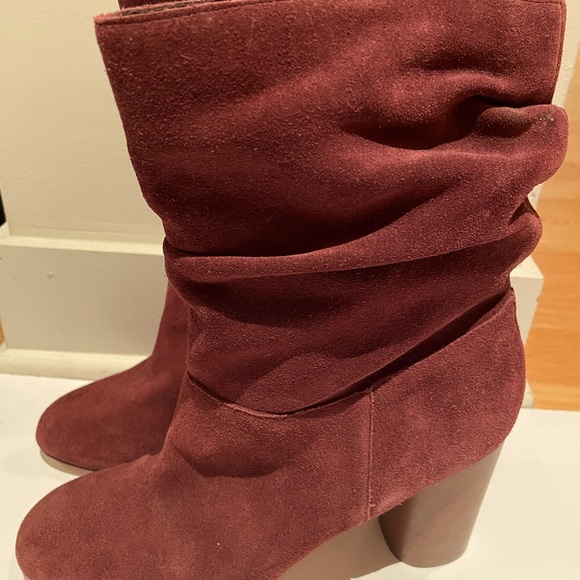 Sole Society Burgundy Suede Boots Sz 9 - Picture 3 of 6